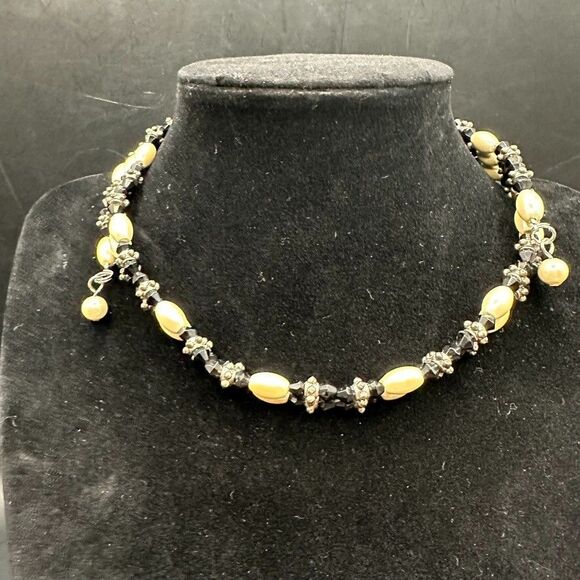 Magnetic Wrap Necklace Bracelet Beaded Pearls Stone Silver 35 inches - Picture 3 of 14